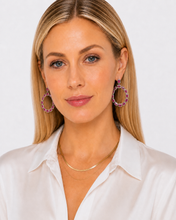 Load image into Gallery viewer, Ruby &amp; Pavé Diamond Hoop Earrings
