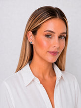 Load image into Gallery viewer, Blue Topaz &amp; Pavé Diamond Stud Earrings
