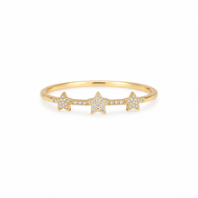 Load image into Gallery viewer, 14K Gold Triple Star Pavé Diamond Ring
