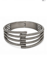 Load image into Gallery viewer, Oval Rhodium &amp; Pavé Diamond Cuff Bracelet
