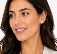 Load image into Gallery viewer, 14K Gold Emerald &amp; Diamond Halo Stud Earrings
