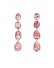 Load image into Gallery viewer, Pink Tourmaline &amp; Diamond Drop Earrings
