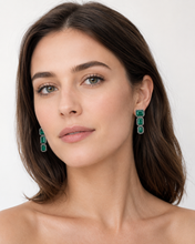 Load image into Gallery viewer, Emerald &amp; Pavé Diamond Drop Earrings
