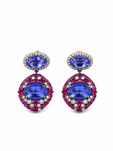 Load image into Gallery viewer, Tanzanite, Ruby &amp; Diamond Pavé Earrings
