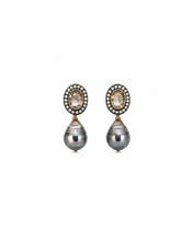 Load image into Gallery viewer, Rose-Cut Diamond &amp; Tahitian Pearl Drop Earrings
