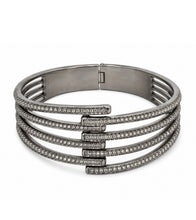 Load image into Gallery viewer, Oval Rhodium &amp; Pavé Diamond Cuff Bracelet
