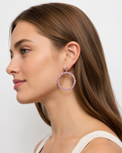 Load image into Gallery viewer, Pink Rubies, Tourmalines and Diamond Hoop Earrings
