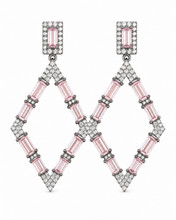 Load image into Gallery viewer, Pink Tourmaline Baguette &amp; Diamond Rhombus Earrings
