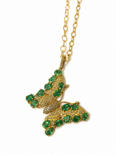 Load image into Gallery viewer, Emerald &amp; Pavé Diamond Butterfly Necklace
