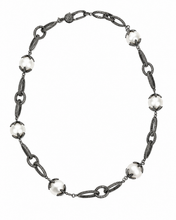 Load image into Gallery viewer, Oxidized Silver &amp; White Pearl Signature Necklace
