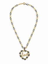 Load image into Gallery viewer, Two-Tone “Love” Heart Pendant Necklace
