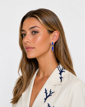 Load image into Gallery viewer, Linear Tanzanite &amp; Pavé Diamond Drop Earrings
