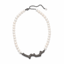 Load image into Gallery viewer, White Pearl &amp; Pavé Diamond Branch Necklace

