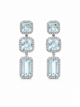 Load image into Gallery viewer, Aquamarine &amp; Pavé Diamond Drop Earrings
