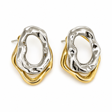 Load image into Gallery viewer, Two-Tone Contemporary Stud Earrings
