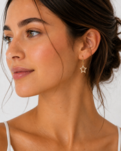 Load image into Gallery viewer, Pavé Diamond Star Drop Earrings
