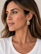 Load image into Gallery viewer, Floral Open Hoop Earrings
