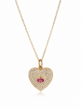 Load image into Gallery viewer, Pink Ruby &amp; Pavé Diamond Heart Necklace
