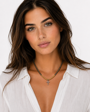 Load image into Gallery viewer, Two-Tone Pyrite &amp; Diamond Cross Necklace
