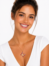 Load image into Gallery viewer, Rubies &amp; Pavé Diamond Butterfly Necklace
