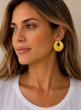 Load image into Gallery viewer, Textured Round Gold Earrings
