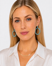 Load image into Gallery viewer, Princess Turquoise &amp; Pavé Diamond Hoop Earrings
