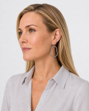 Load image into Gallery viewer, Rhodium &amp; Pave Diamond Sculptural Drop Earrings
