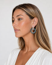 Load image into Gallery viewer, Blue Topaz &amp; Pavé Diamond Statement Earrings
