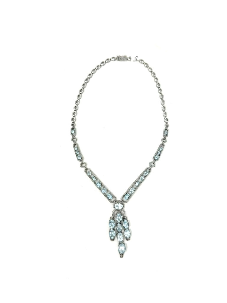 Aquamarine and diamond necklace