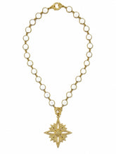 Load image into Gallery viewer, Agate and Pavé Starburst Pendant Necklace
