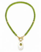 Load image into Gallery viewer, Paradot Faceted Rondels, Baroque Pearl &amp; Diamond Clasp Necklace
