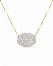 Load image into Gallery viewer, 14K Gold Pavé Diamond Oval Plate Necklace
