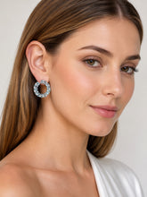 Load image into Gallery viewer, Aquamarine &amp; Diamond Open-Hoop Earrings
