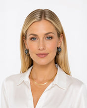 Load image into Gallery viewer, Two Tone Hoop Earrings with Diamond Starburst
