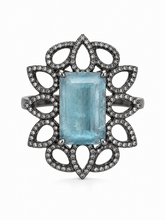 Load image into Gallery viewer, Aquamarine &amp; Pave Diamond Statement Ring
