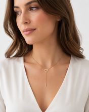 Load image into Gallery viewer, 14K Gold &amp; Pavé Diamond Heart Lariat Necklace
