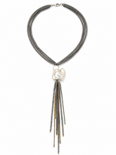 Load image into Gallery viewer, Labradorite, Baroque Pearl &amp; Mixed-Chain Lariat Necklace
