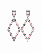 Load image into Gallery viewer, Pink Tourmaline Baguette &amp; Diamond Rhombus Earrings
