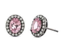 Load image into Gallery viewer, Pink Tourmaline &amp; Diamond Halo Stud Earrings
