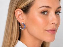 Load image into Gallery viewer, Tanzanite &amp; Diamond Open Hoops
