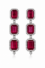 Load image into Gallery viewer, Ruby &amp; Pavé Diamond Drop Earrings
