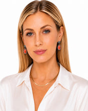 Load image into Gallery viewer, Coral &amp; Pavé Diamond Drop Earrings
