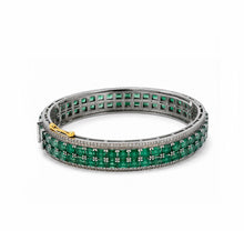 Load image into Gallery viewer, Square Emerald &amp; Pavé Diamond Round Bracelet
