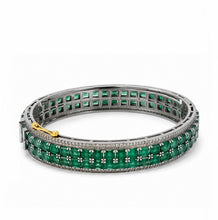 Load image into Gallery viewer, Square Emerald &amp; Pavé Diamond Round Bracelet
