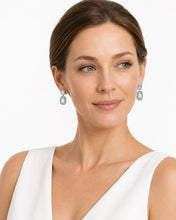 Load image into Gallery viewer, Art Deco Aquamarine &amp; Pavé Diamond Earrings
