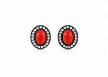 Load image into Gallery viewer, Coral &amp; Pavé Diamond Stud Earrings
