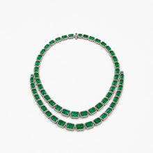 Load image into Gallery viewer, Double-Row Emerald &amp; Diamond Necklace

