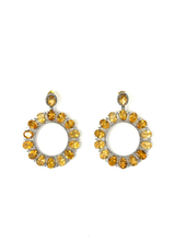 Load image into Gallery viewer, Multi-Shade Citrine &amp; Diamond Hoop Earrings
