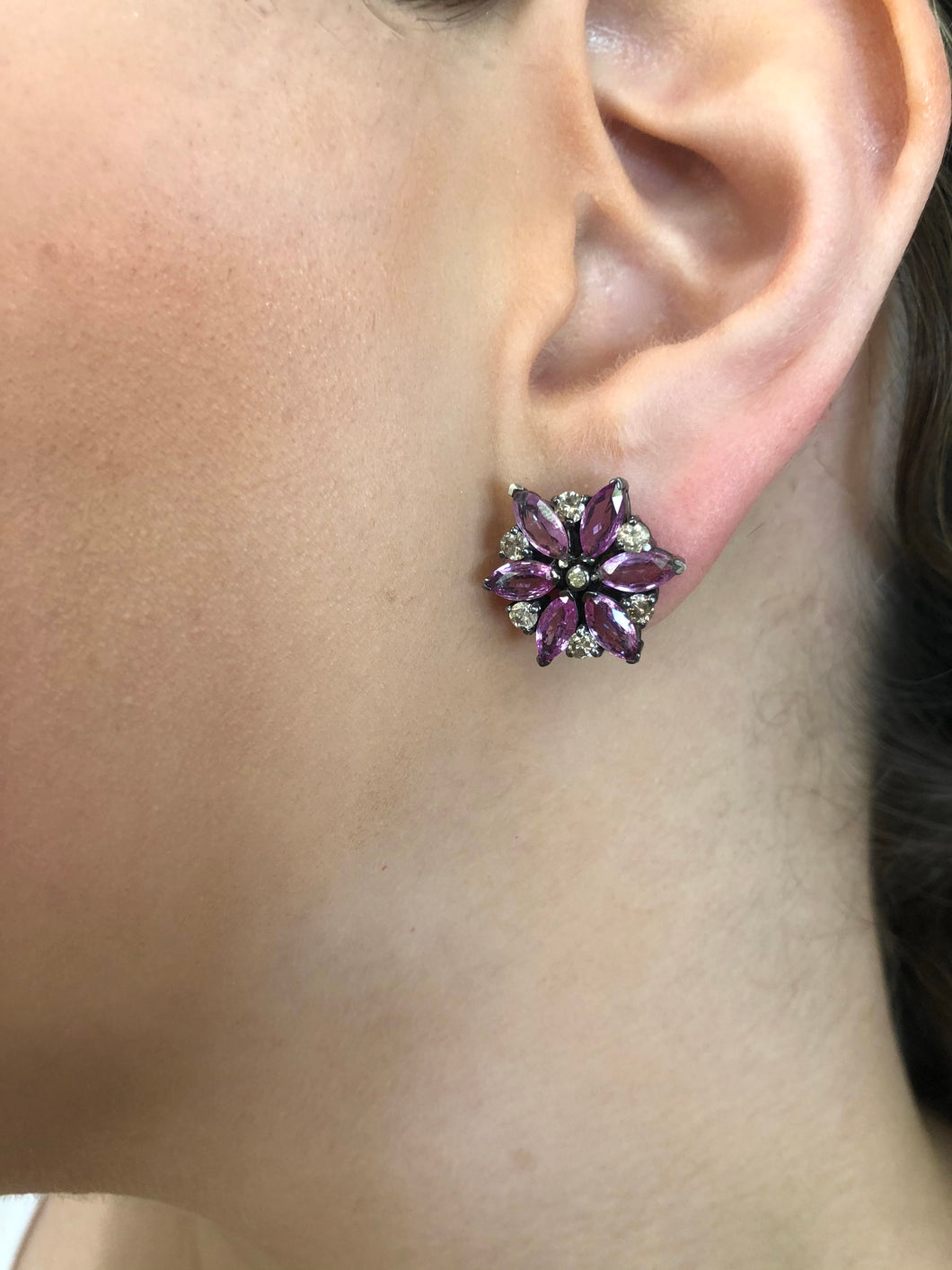 Pink flower studs