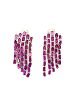 Load image into Gallery viewer, Baguette-Cut Garnet Fringe Earrings
